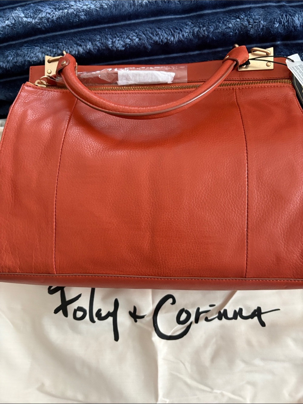 Foley + Corinna Orange-Red Leather Top-Handle Satchel